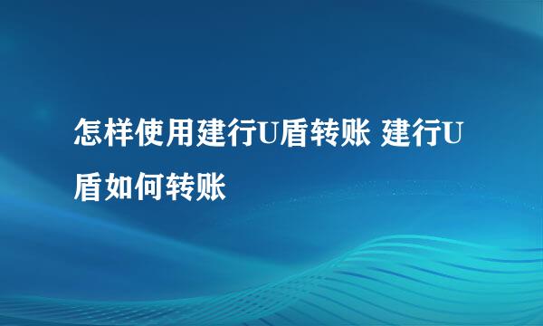 怎样使用建行U盾转账 建行U盾如何转账