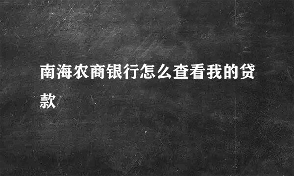 南海农商银行怎么查看我的贷款