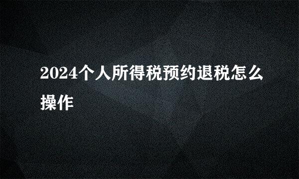 2024个人所得税预约退税怎么操作