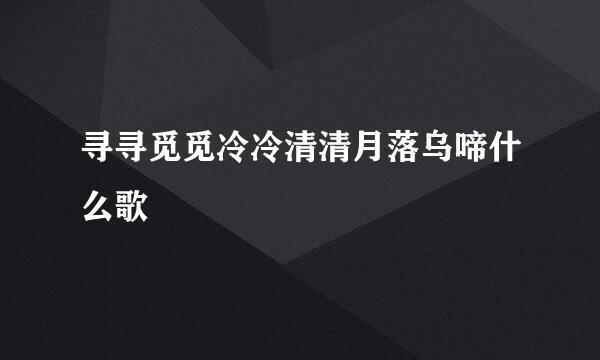 寻寻觅觅冷冷清清月落乌啼什么歌