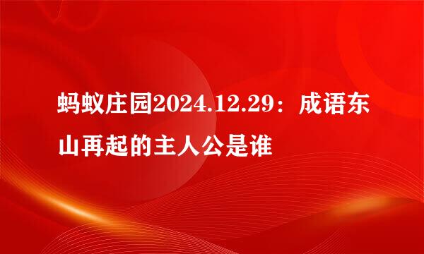 蚂蚁庄园2024.12.29：成语东山再起的主人公是谁