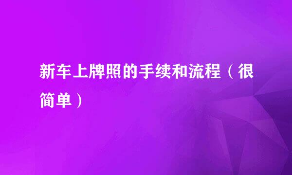 新车上牌照的手续和流程（很简单）