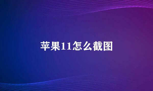 苹果11怎么截图