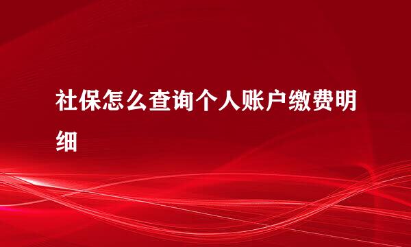 社保怎么查询个人账户缴费明细