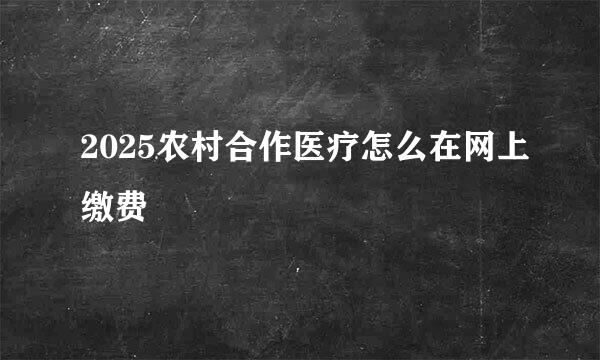 2025农村合作医疗怎么在网上缴费