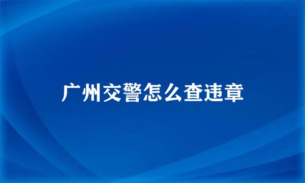广州交警怎么查违章