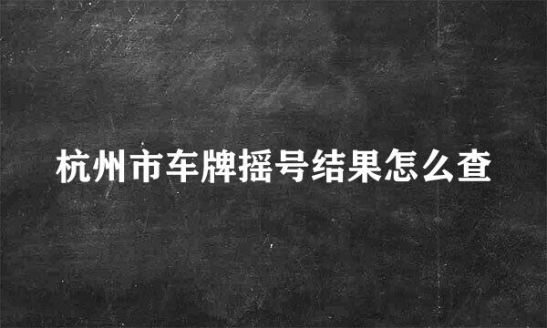 杭州市车牌摇号结果怎么查