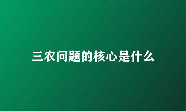三农问题的核心是什么