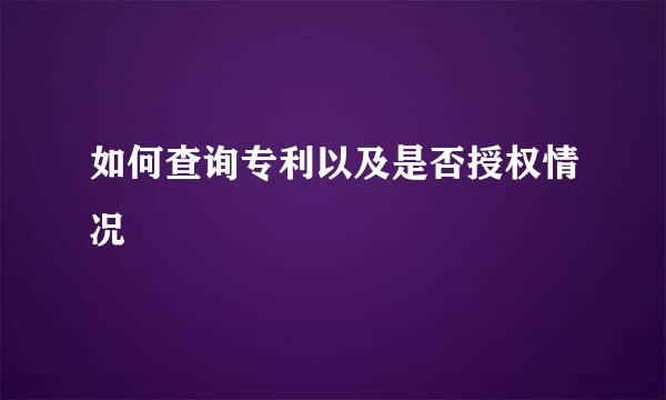 如何查询专利以及是否授权情况