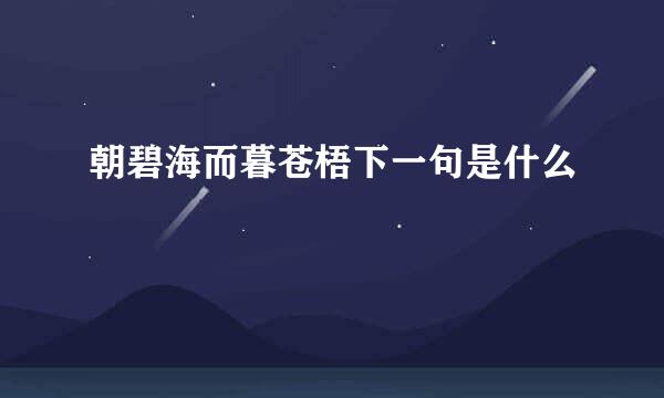 朝碧海而暮苍梧下一句是什么