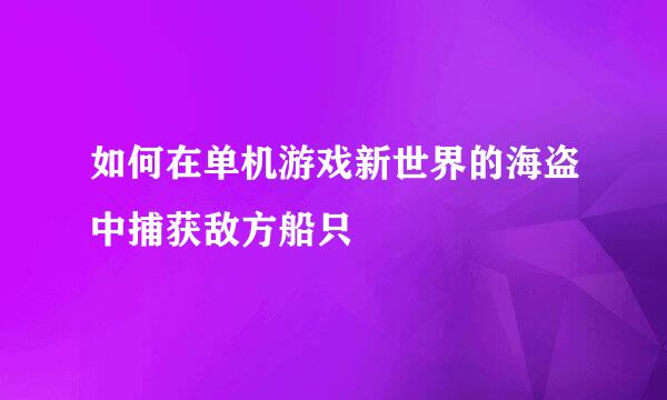 如何在单机游戏新世界的海盗中捕获敌方船只