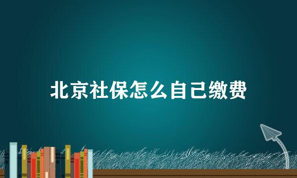 北京社保怎么自己缴费