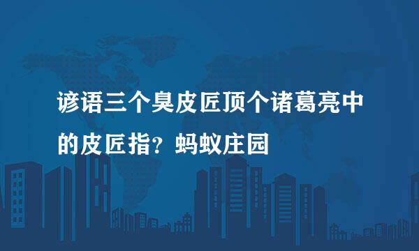 谚语三个臭皮匠顶个诸葛亮中的皮匠指？蚂蚁庄园