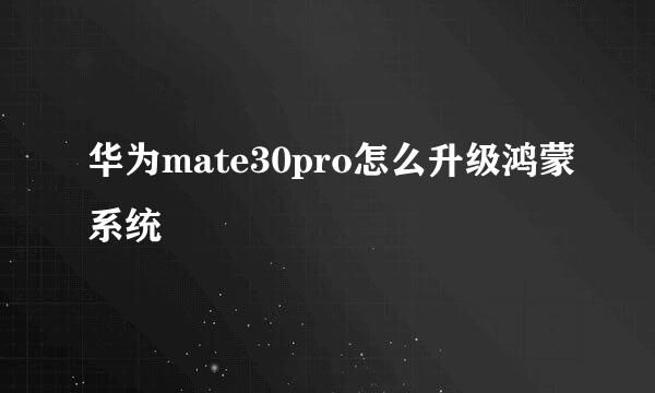 华为mate30pro怎么升级鸿蒙系统