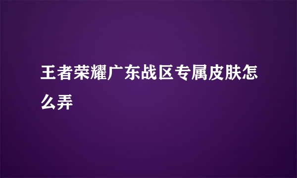 王者荣耀广东战区专属皮肤怎么弄