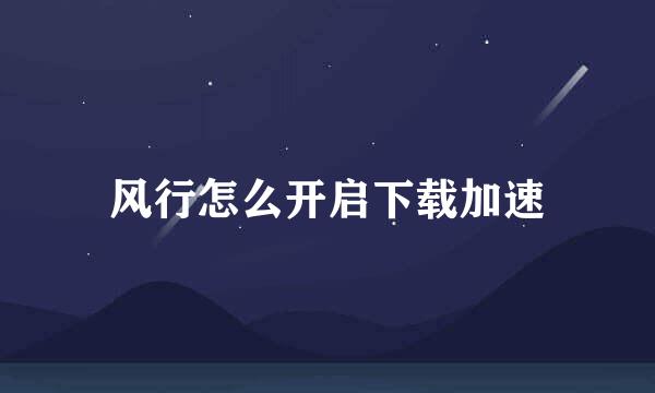 风行怎么开启下载加速