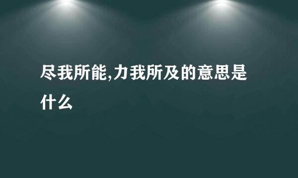 尽我所能,力我所及的意思是什么