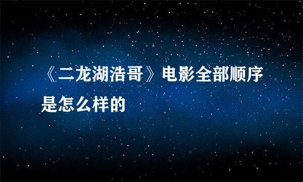 《二龙湖浩哥》电影全部顺序是怎么样的