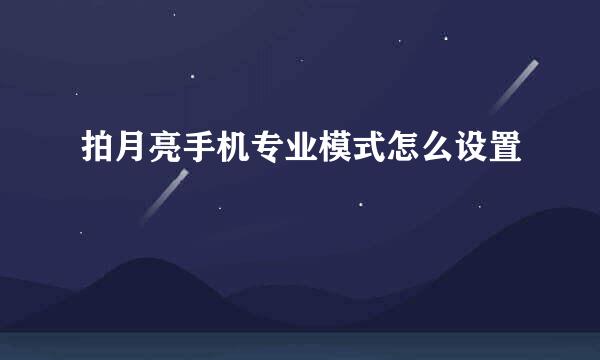 拍月亮手机专业模式怎么设置