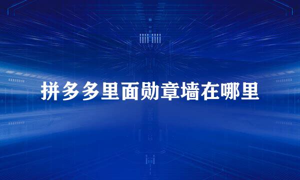 拼多多里面勋章墙在哪里