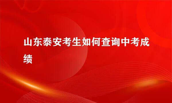 山东泰安考生如何查询中考成绩