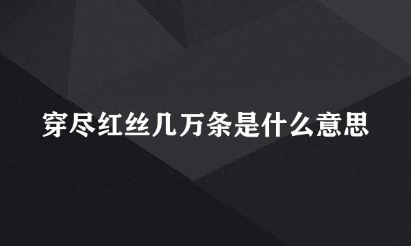 穿尽红丝几万条是什么意思