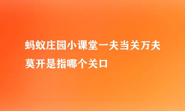 蚂蚁庄园小课堂一夫当关万夫莫开是指哪个关口