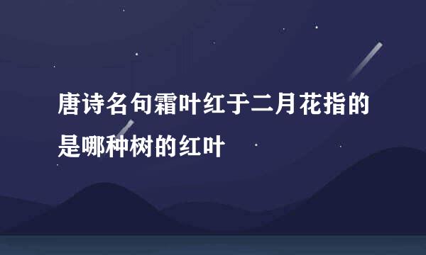 唐诗名句霜叶红于二月花指的是哪种树的红叶