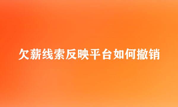 欠薪线索反映平台如何撤销