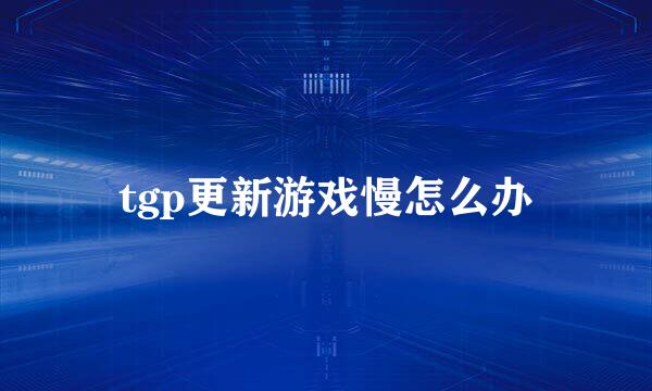 tgp更新游戏慢怎么办