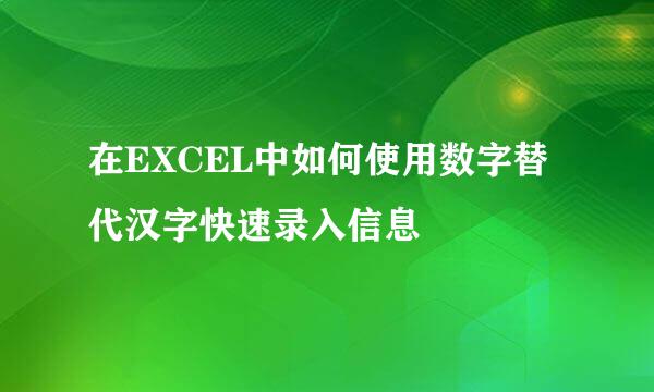 在EXCEL中如何使用数字替代汉字快速录入信息