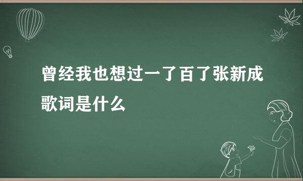 曾经我也想过一了百了张新成歌词是什么
