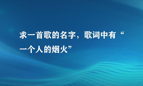 求一首歌的名字，歌词中有“一个人的烟火”