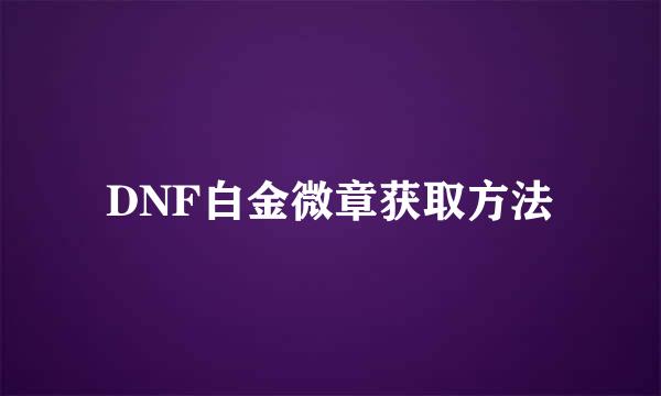 DNF白金微章获取方法
