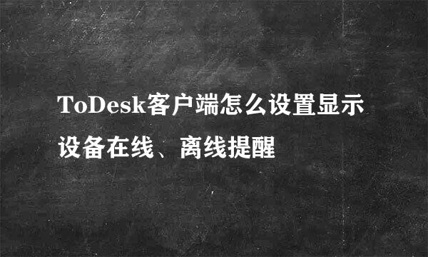 ToDesk客户端怎么设置显示设备在线、离线提醒