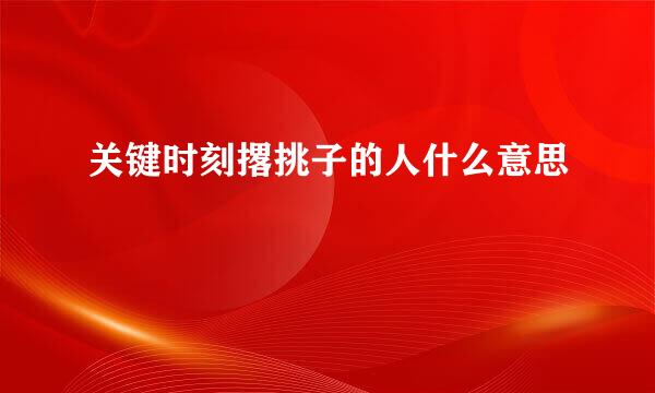 关键时刻撂挑子的人什么意思
