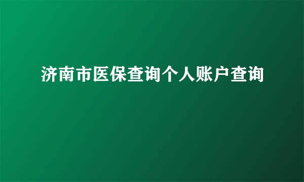 济南市医保查询个人账户查询
