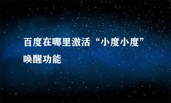 百度在哪里激活“小度小度”唤醒功能