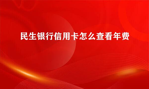 民生银行信用卡怎么查看年费