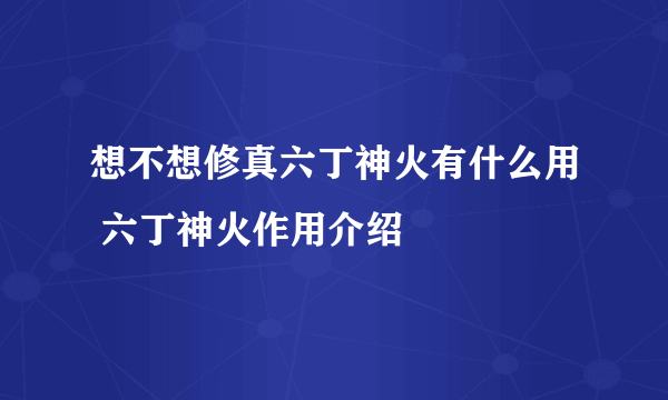 想不想修真六丁神火有什么用 六丁神火作用介绍