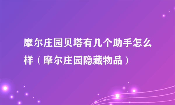 摩尔庄园贝塔有几个助手怎么样（摩尔庄园隐藏物品）