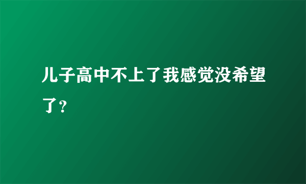 儿子高中不上了我感觉没希望了？