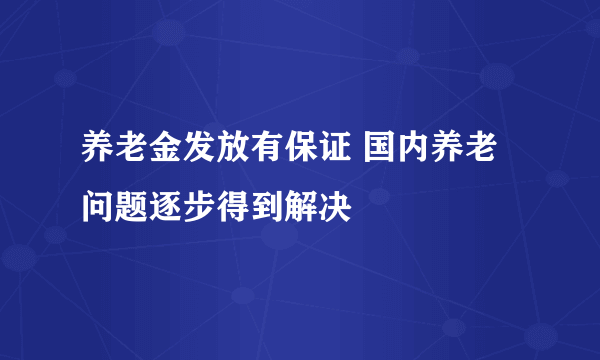 养老金发放有保证 国内养老问题逐步得到解决