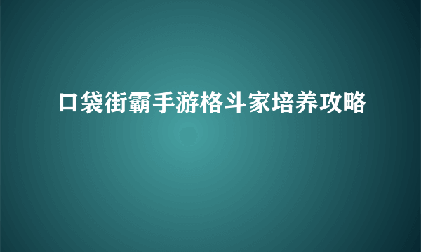 口袋街霸手游格斗家培养攻略