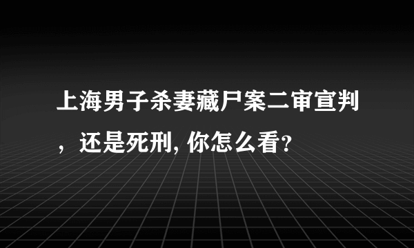 上海男子杀妻藏尸案二审宣判，还是死刑, 你怎么看？