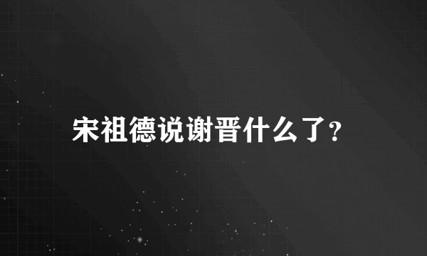 宋祖德说谢晋什么了？