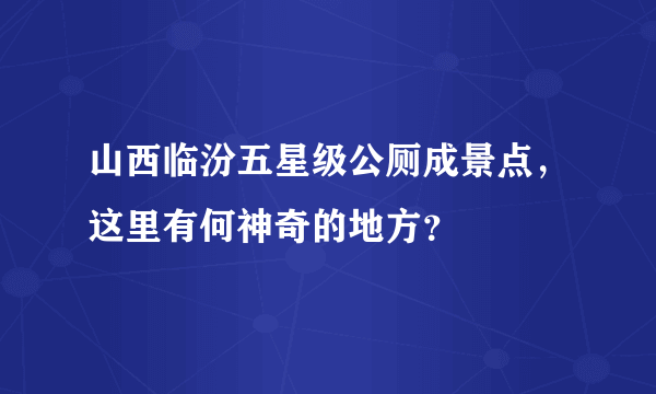 山西临汾五星级公厕成景点，这里有何神奇的地方？