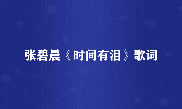 张碧晨《时间有泪》歌词