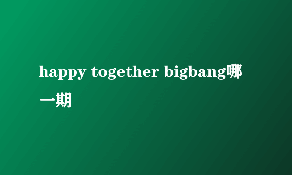 happy together bigbang哪一期
