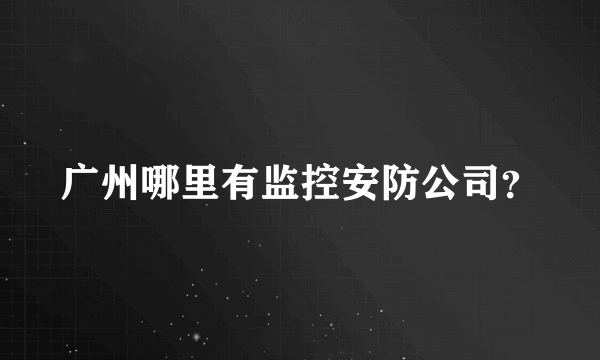 广州哪里有监控安防公司？